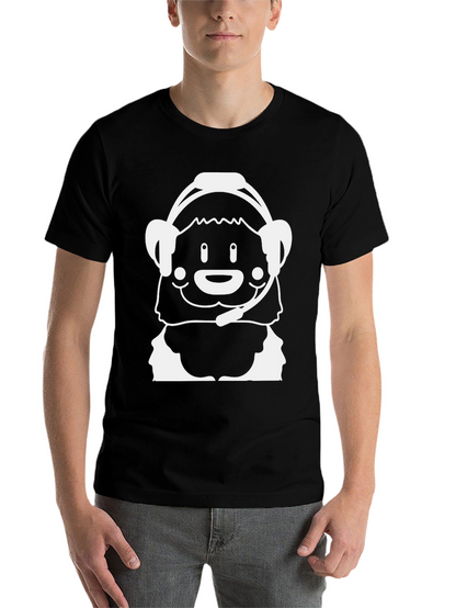 Cartoon Bear Gamer Black T-Shirt