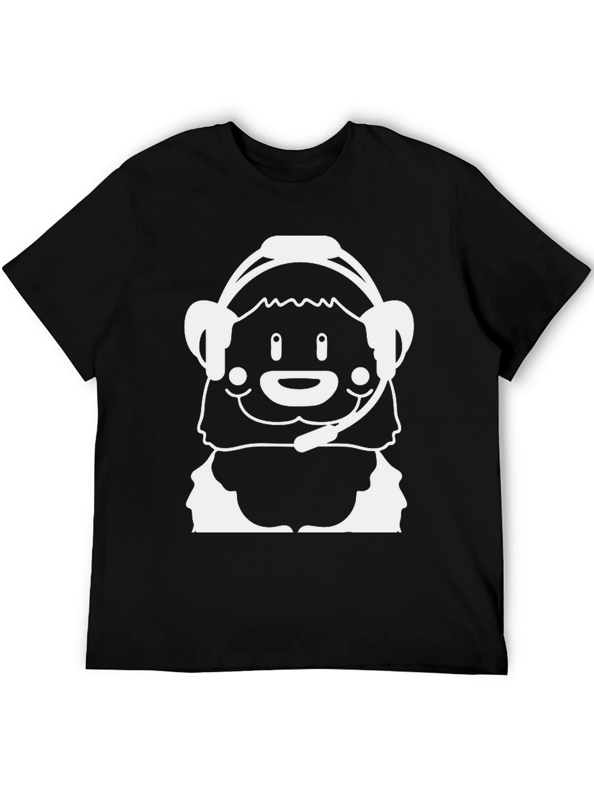 Cartoon Bear Gamer Black T-Shirt