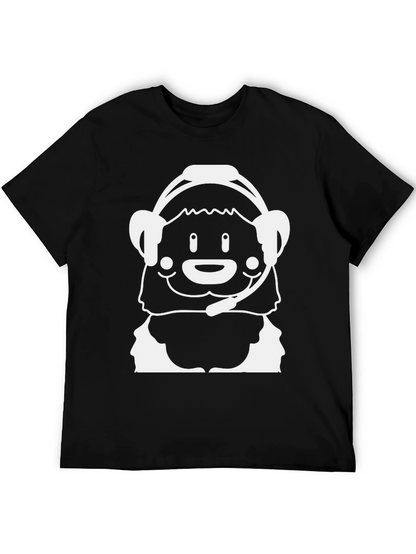 Cartoon Bear Gamer Black T-Shirt