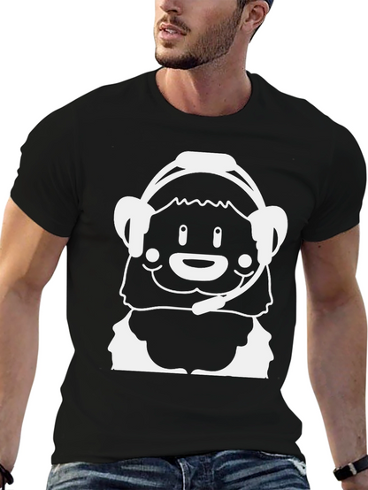 Cartoon Bear Gamer Black T-Shirt