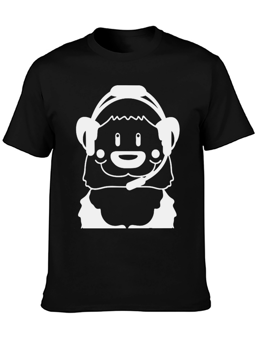 Cartoon Bear Gamer Black T-Shirt