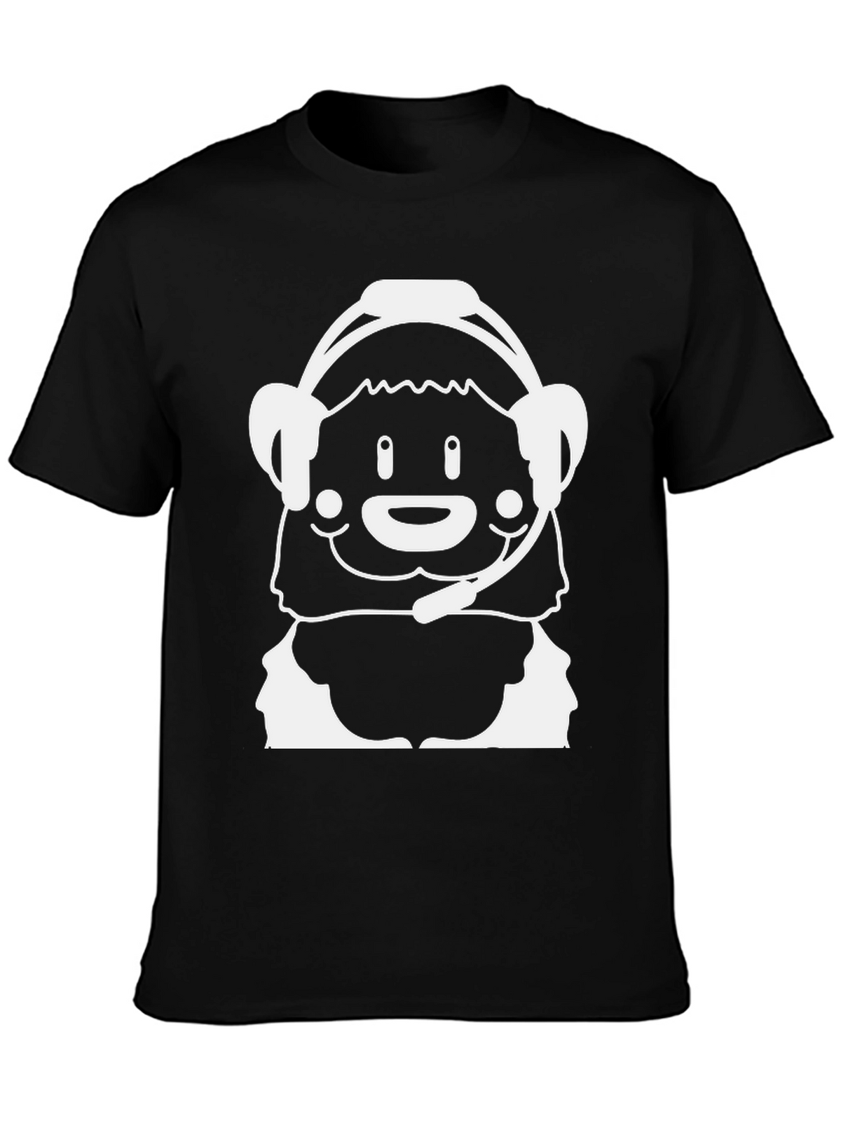 Cartoon Bear Gamer Black T-Shirt