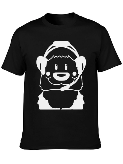 Cartoon Bear Gamer Black T-Shirt
