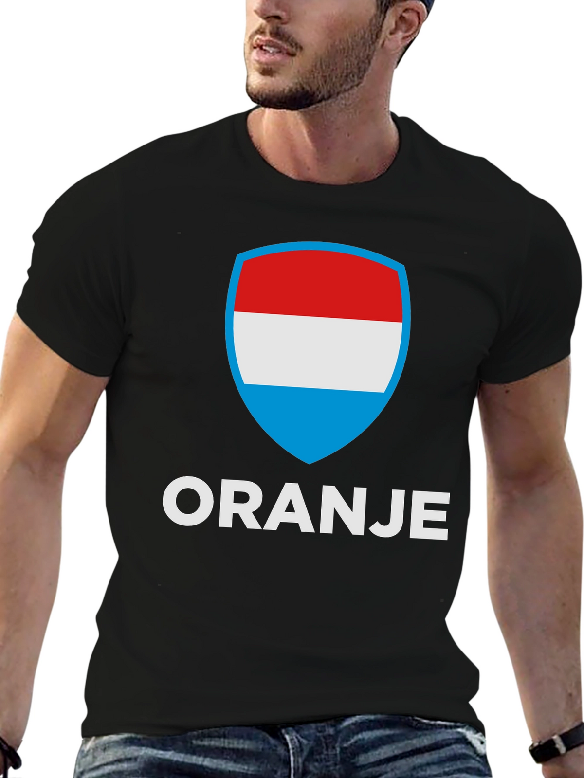 Oranje T-Shirt with Luxembourg Flag Shield Graphic