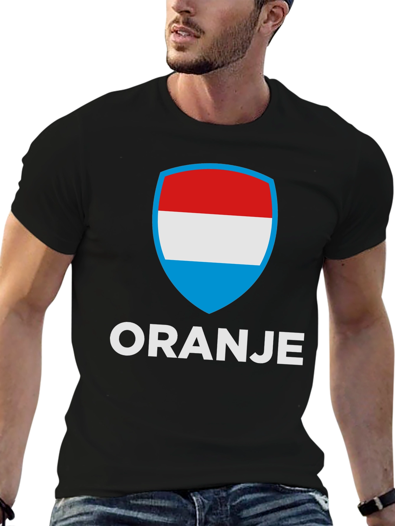 Oranje T-Shirt with Luxembourg Flag Shield Graphic