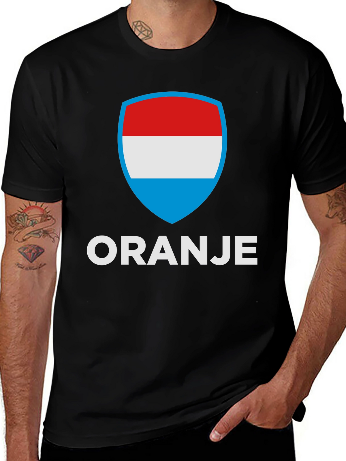 Oranje T-Shirt with Luxembourg Flag Shield Graphic