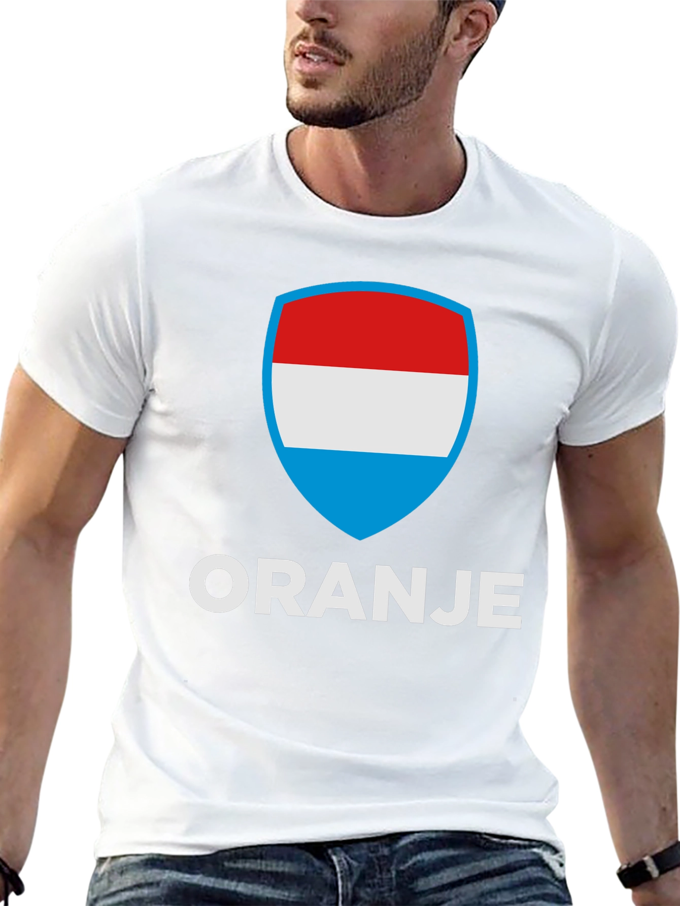 Oranje T-Shirt with Luxembourg Flag Shield Graphic