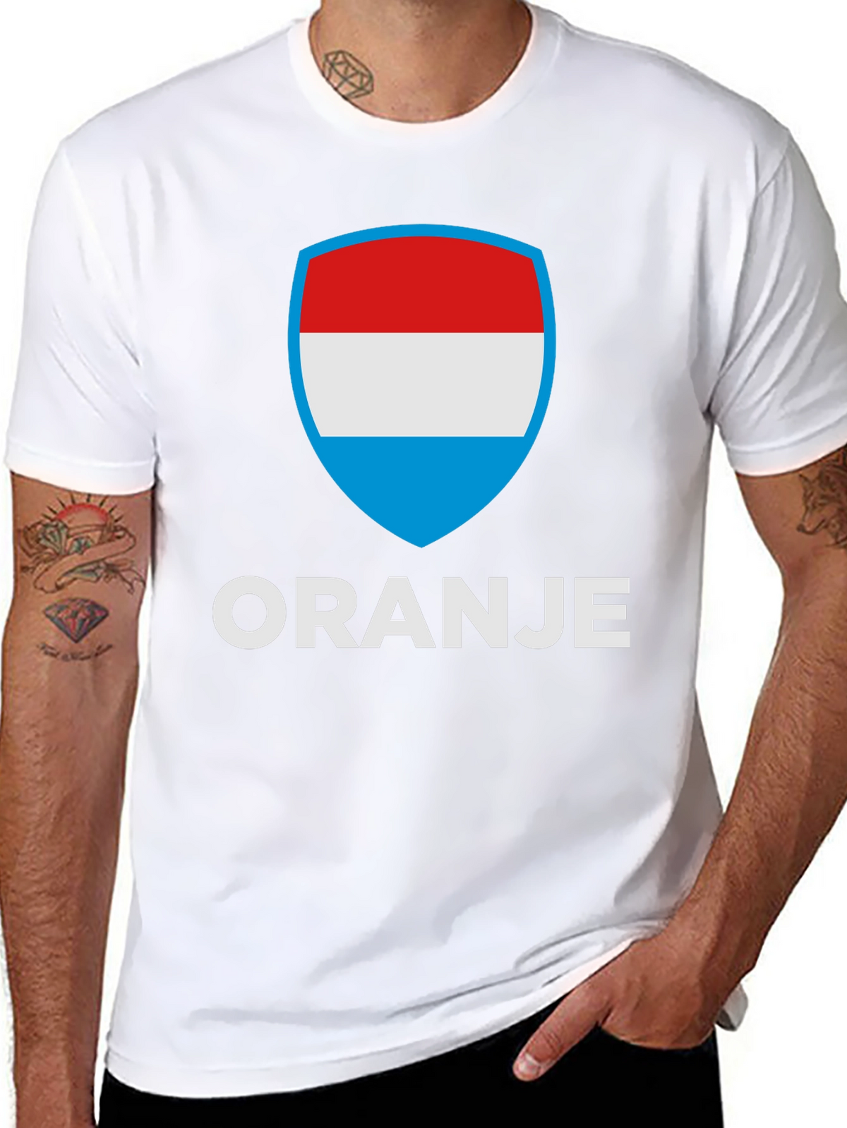 Oranje T-Shirt with Luxembourg Flag Shield Graphic