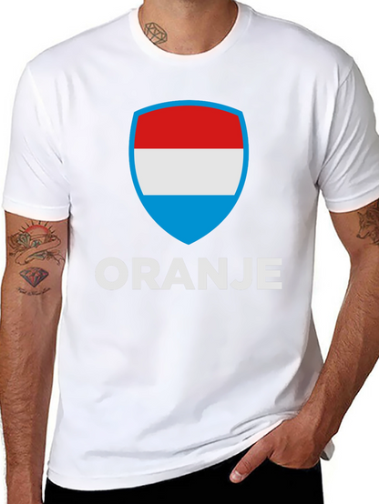 Oranje T-Shirt with Luxembourg Flag Shield Graphic