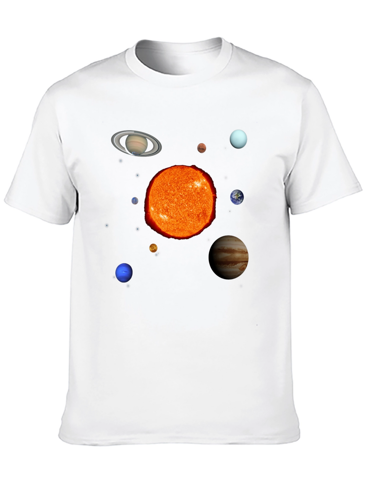 Solar System Planets Graphic Print Black T-Shirt