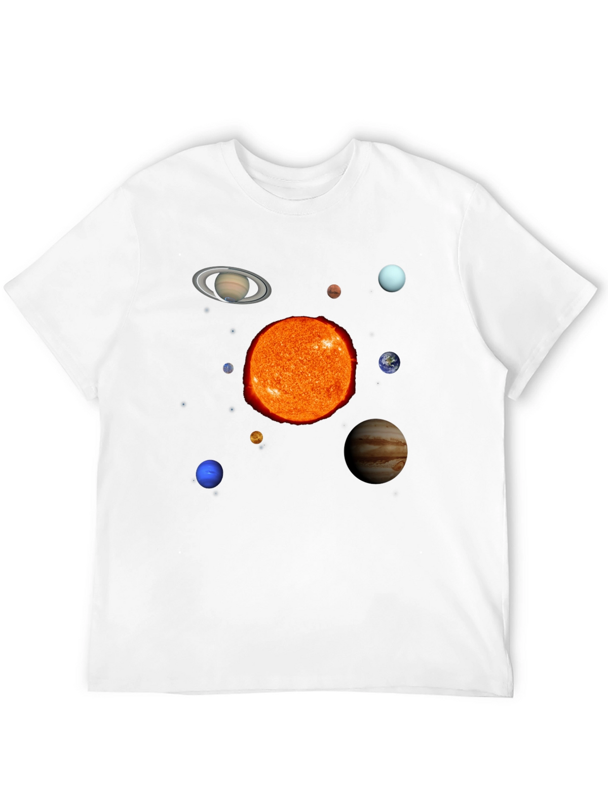 Solar System Planets Graphic Print Black T-Shirt