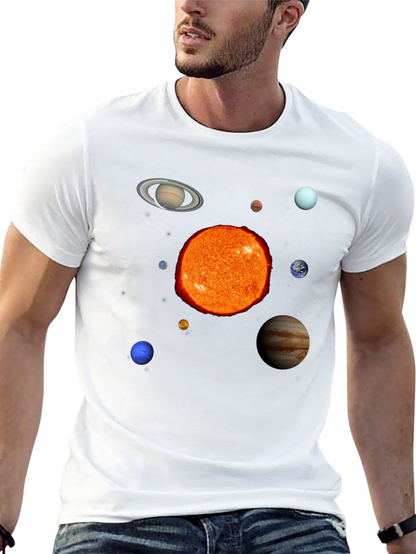 Solar System Planets Graphic Print Black T-Shirt