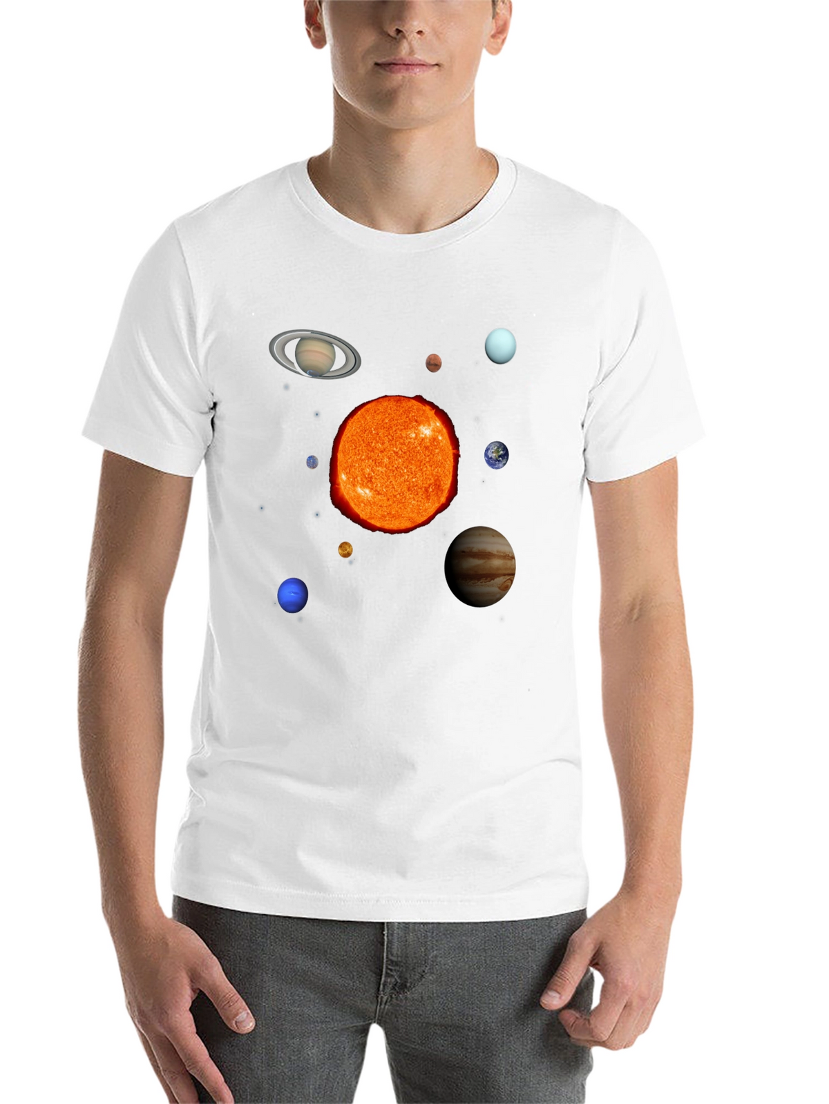 Solar System Planets Graphic Print Black T-Shirt