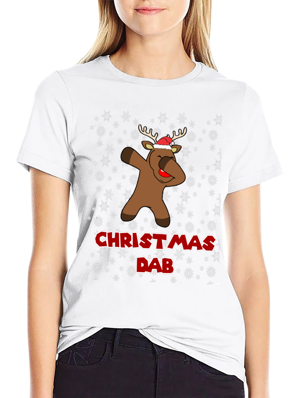 Christmas Dab Reindeer Mens Black T-Shirt