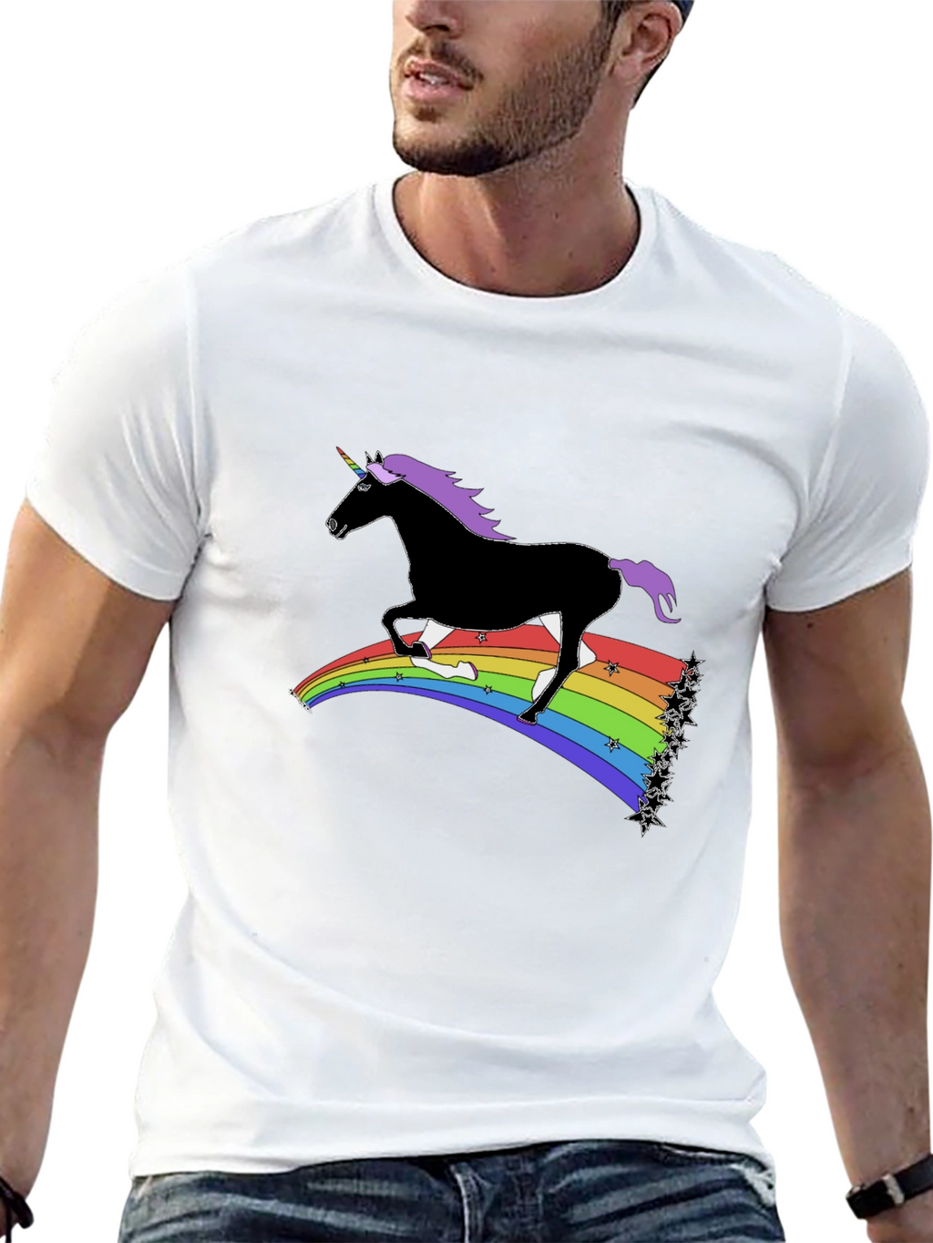 Rainbow Unicorn T-Shirt - Black