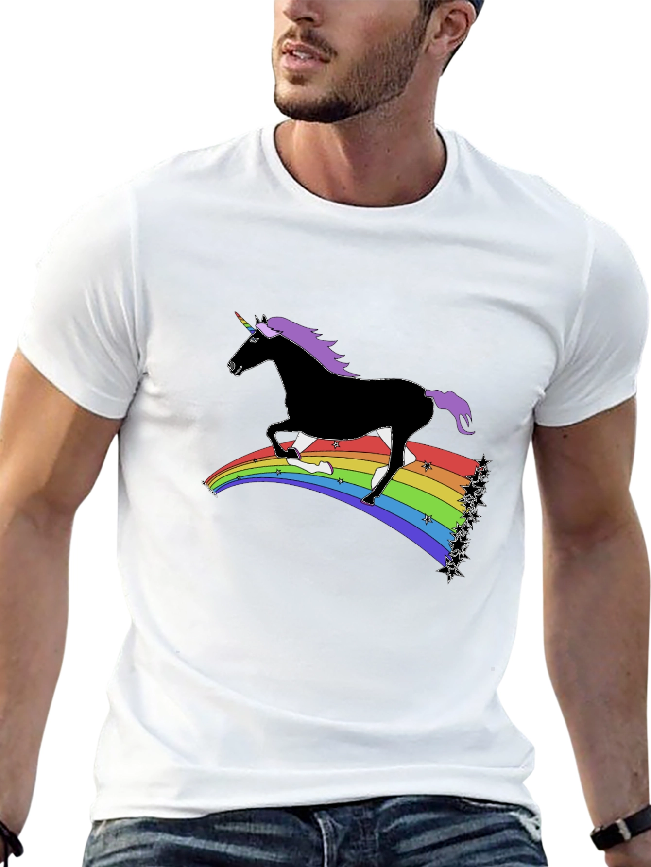 Rainbow Unicorn T-Shirt - Black