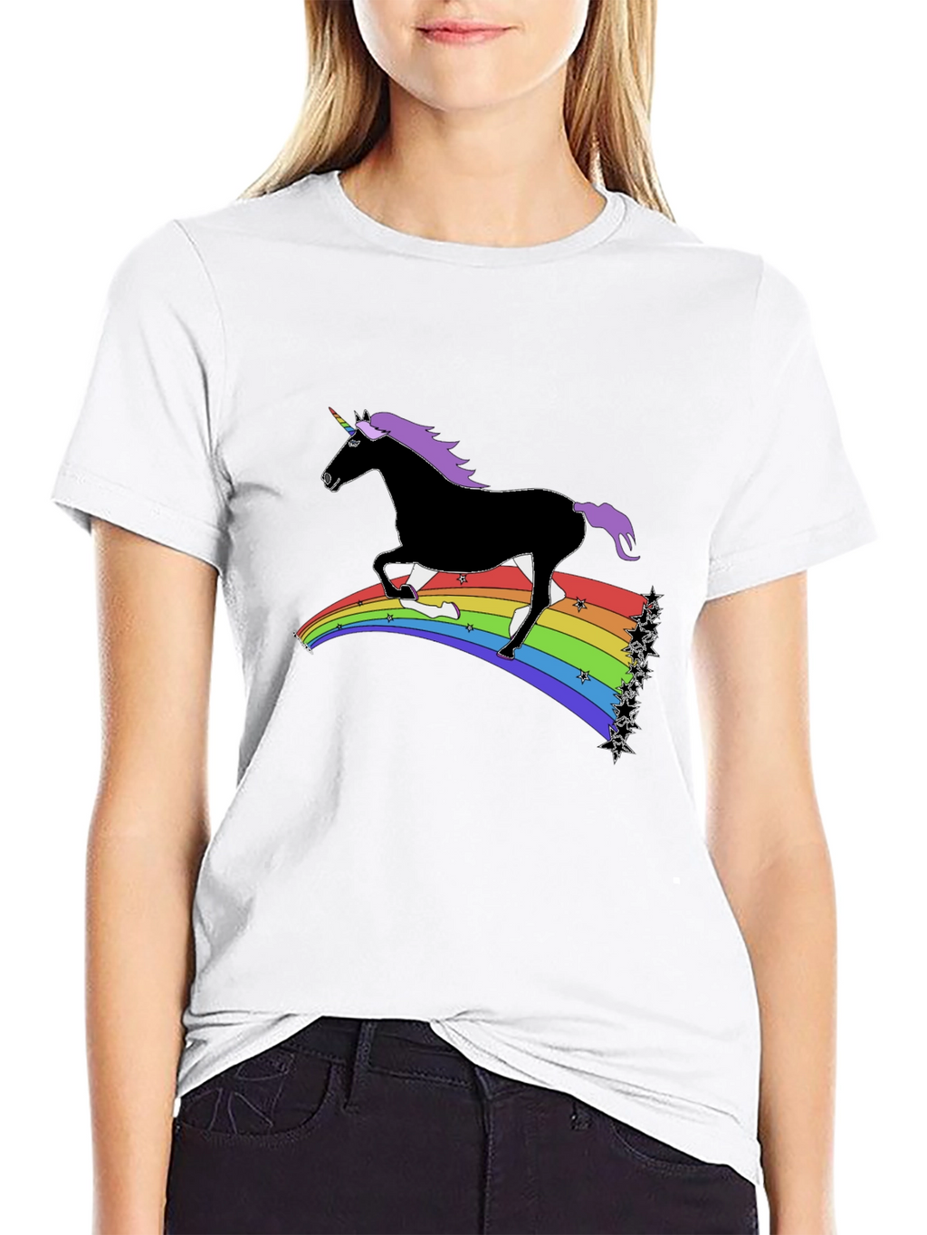 Rainbow Unicorn T-Shirt - Black