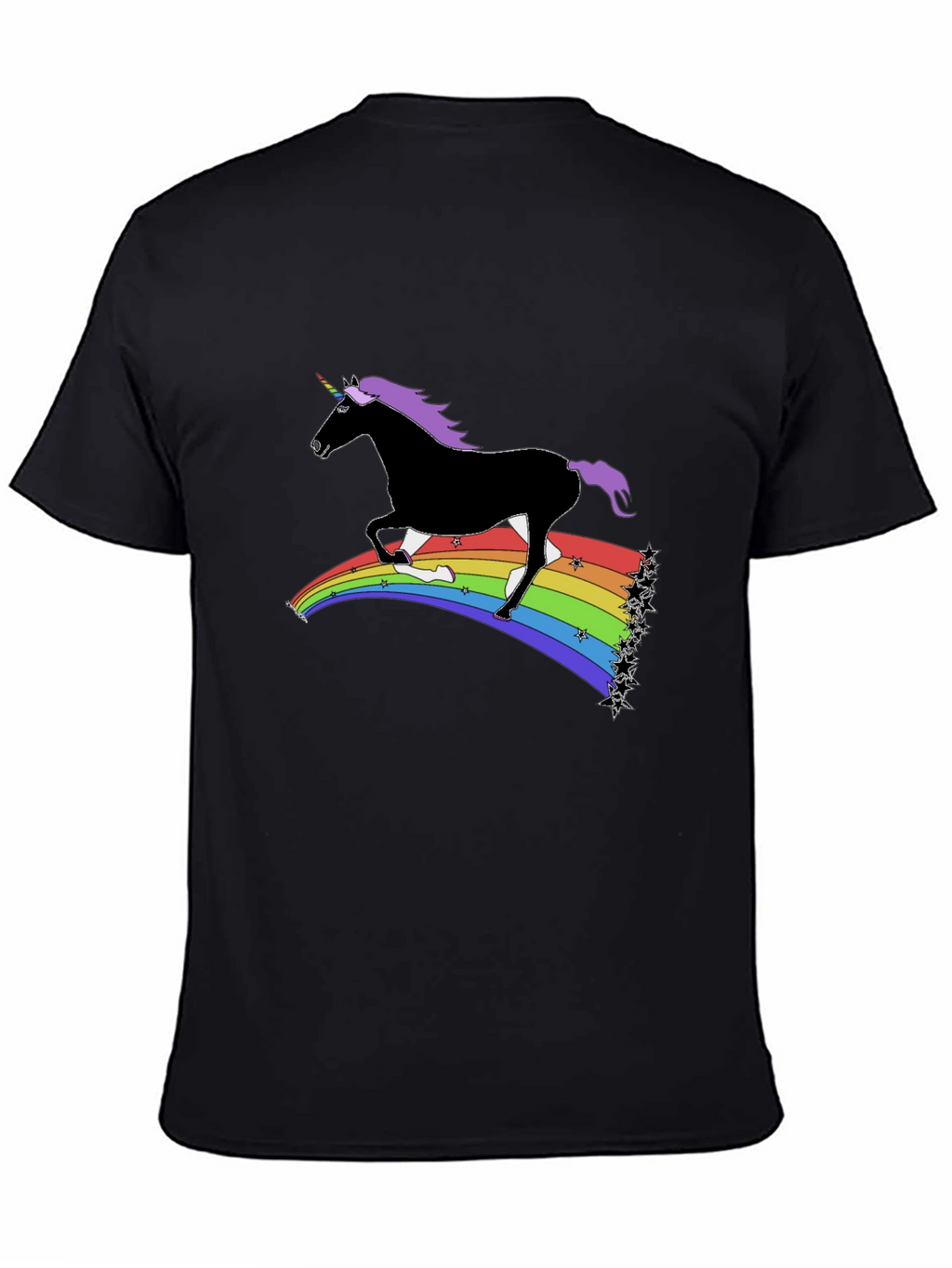 Rainbow Unicorn T-Shirt - Black