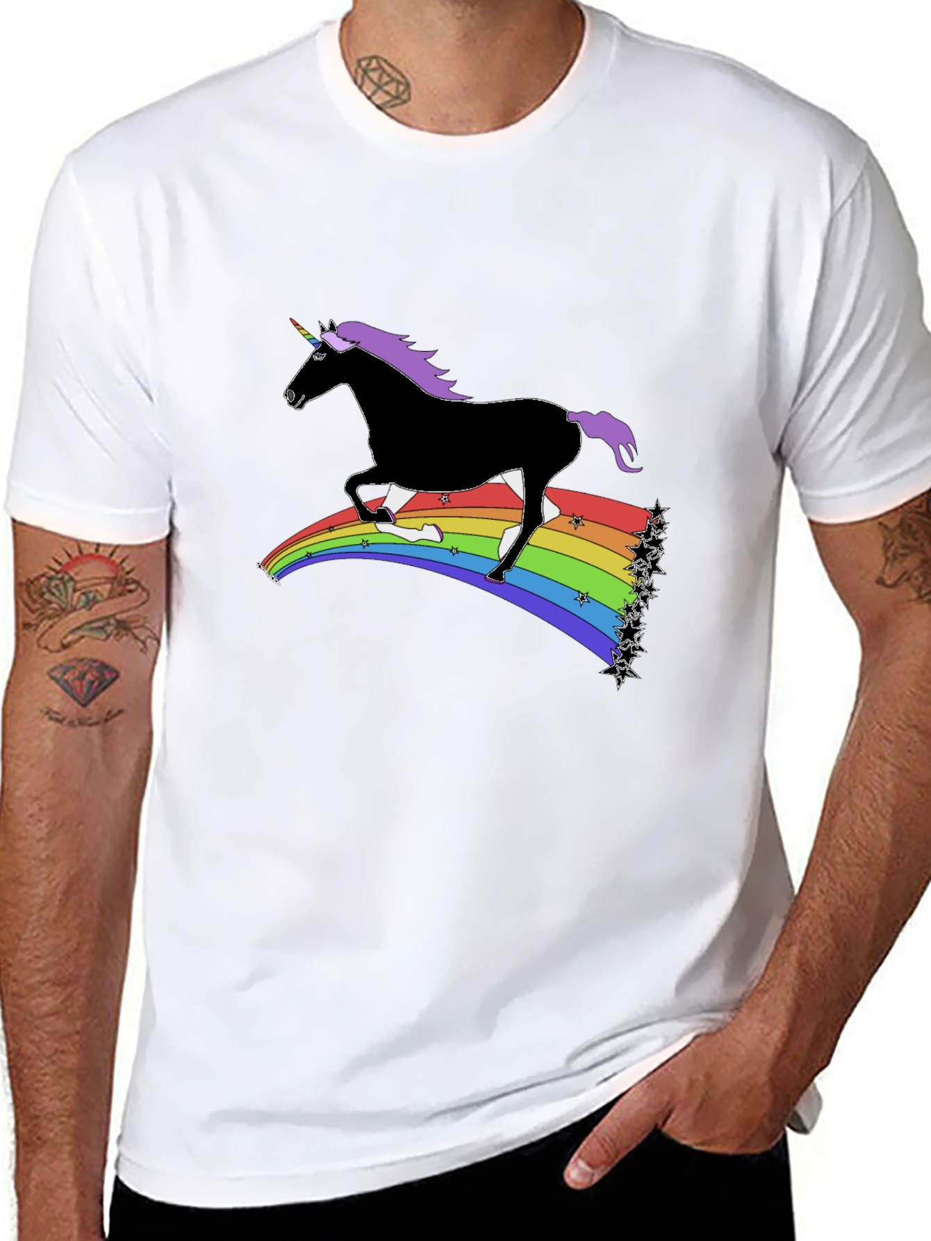 Rainbow Unicorn T-Shirt - Black