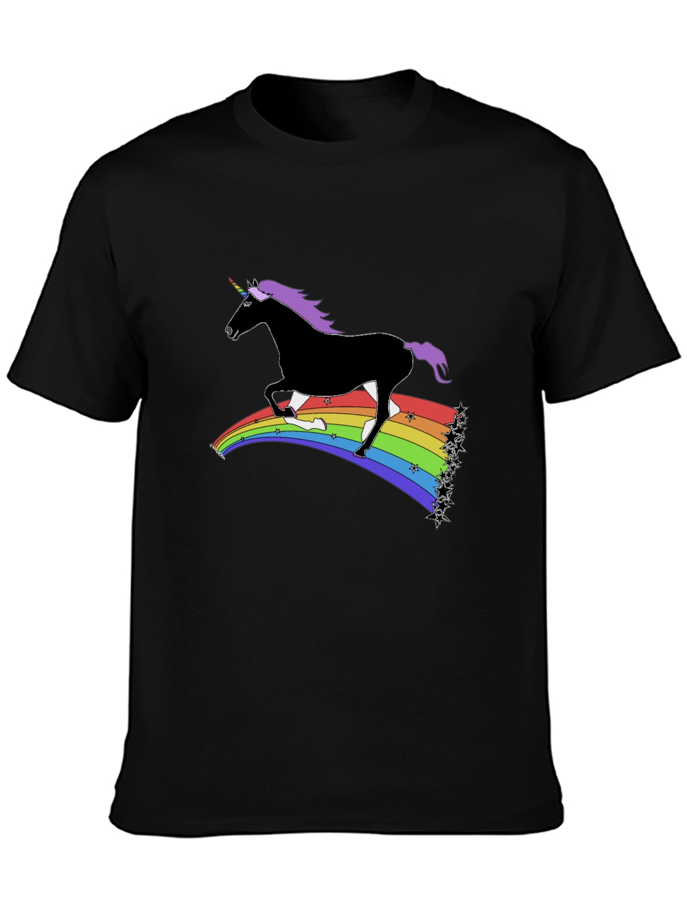 Rainbow Unicorn T-Shirt - Black
