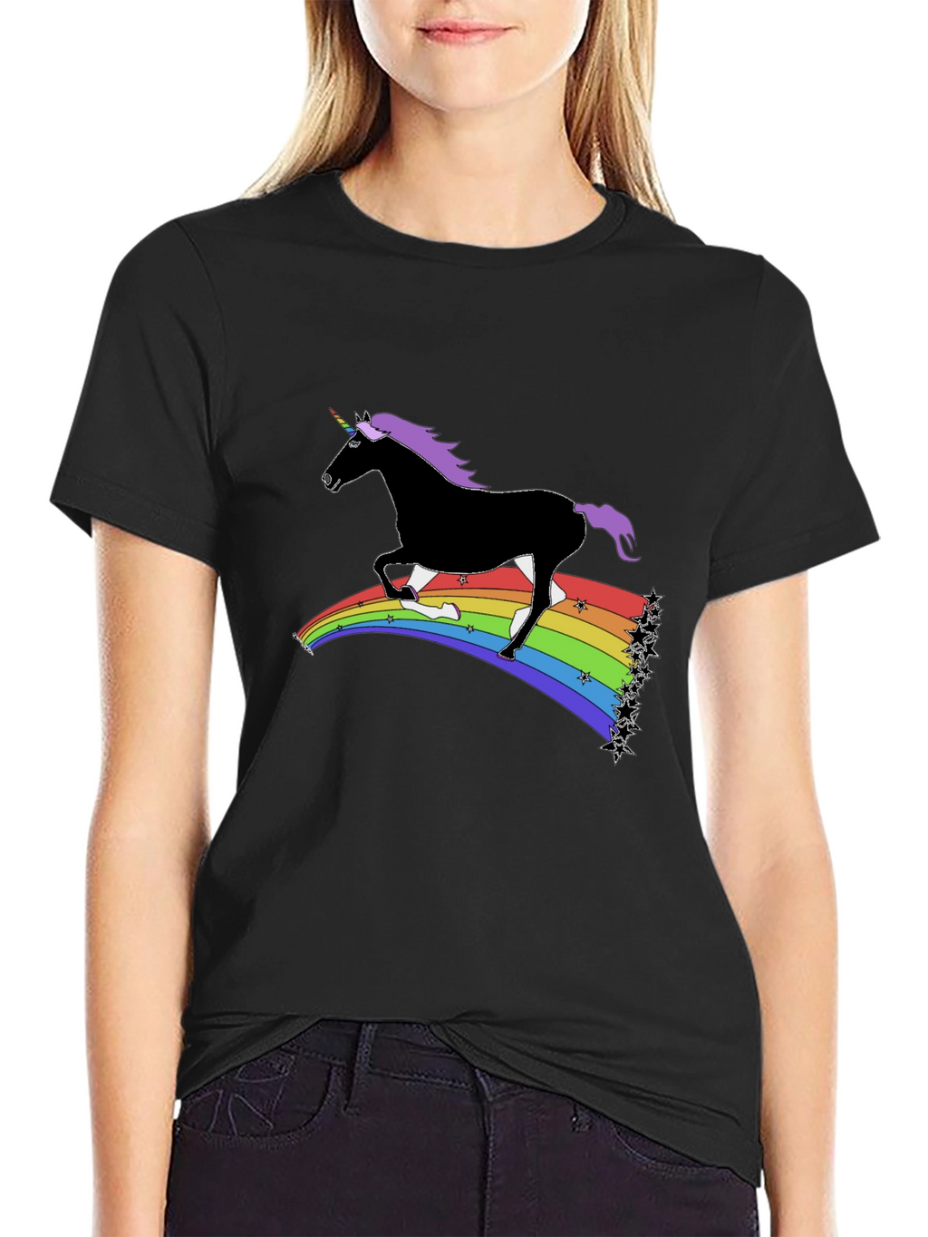 Rainbow Unicorn T-Shirt - Black
