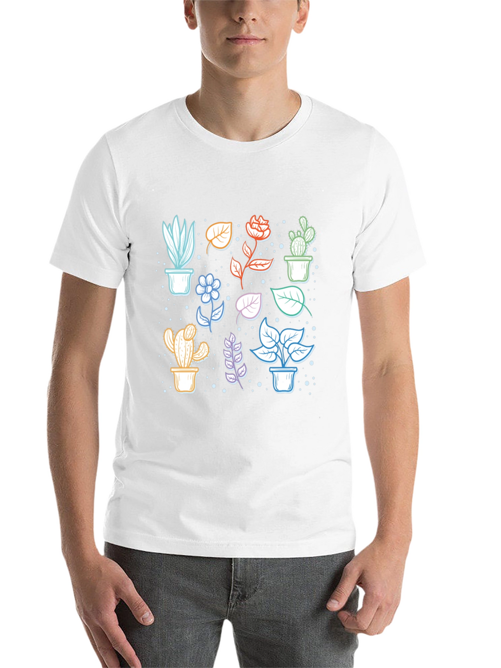 Botanical Plant Print Black T-Shirt