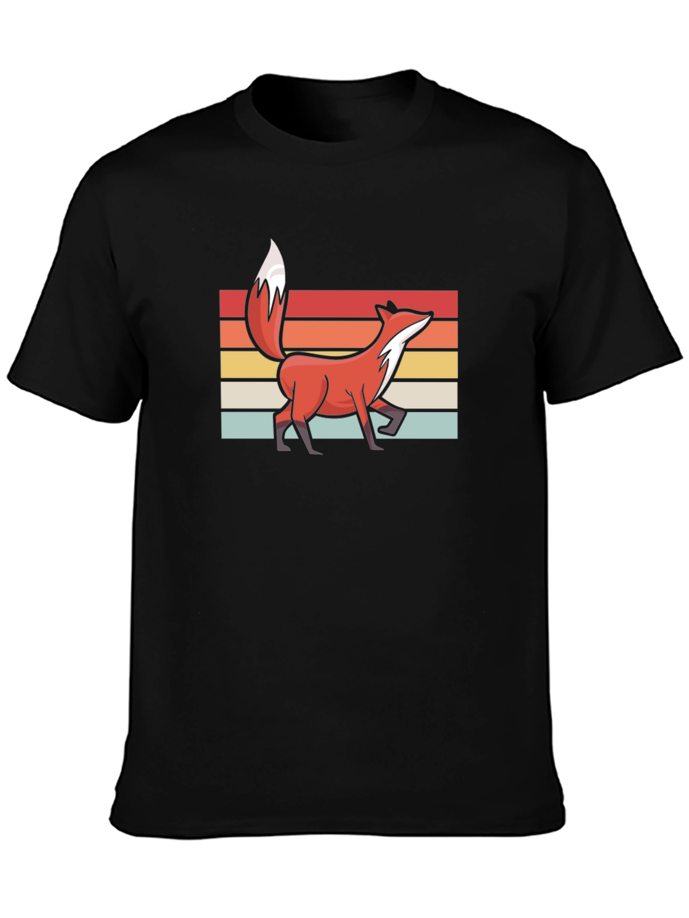 Retro Fox Graphic Tee - Stylish Black T-Shirt