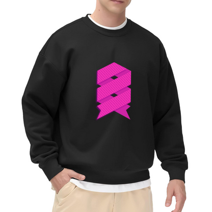 Abstract Geometric Ribbon Crewneck Sweatshirt - Modern Magenta Art Pullover, Minimalist Abstract Pattern, Trendy Streetwear Top