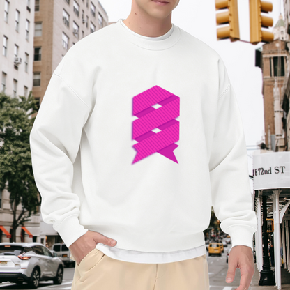 Abstract Geometric Ribbon Crewneck Sweatshirt - Modern Magenta Art Pullover, Minimalist Abstract Pattern, Trendy Streetwear Top