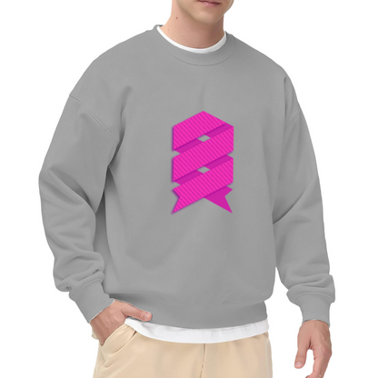 Abstract Geometric Ribbon Crewneck Sweatshirt - Modern Magenta Art Pullover, Minimalist Abstract Pattern, Trendy Streetwear Top