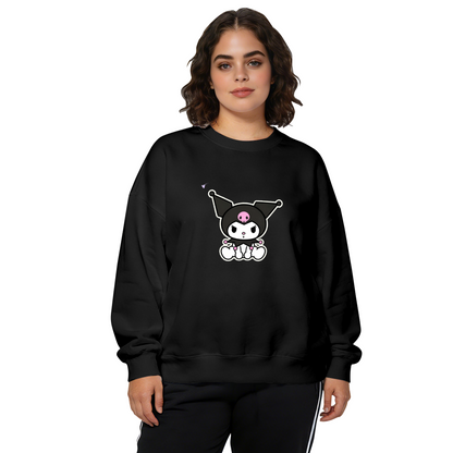 Simple Sitting Kuromi Minimal Cartoon Crewneck Sweatshirt