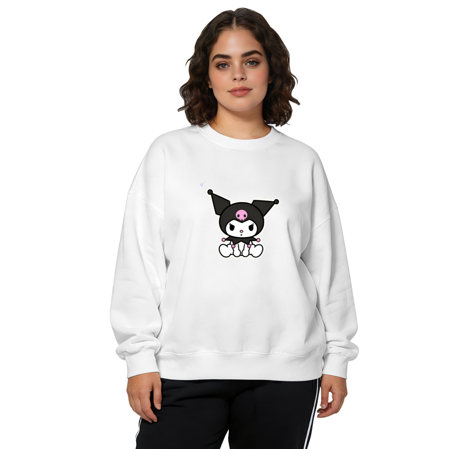 Simple Sitting Kuromi Minimal Cartoon Crewneck Sweatshirt