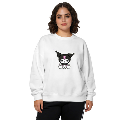 Simple Sitting Kuromi Minimal Cartoon Crewneck Sweatshirt
