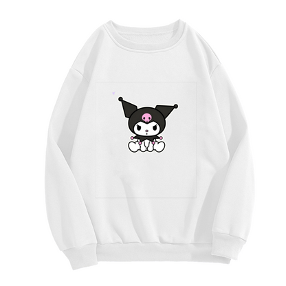 Simple Sitting Kuromi Minimal Cartoon Crewneck Sweatshirt