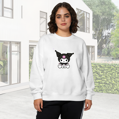 Simple Sitting Kuromi Minimal Cartoon Crewneck Sweatshirt