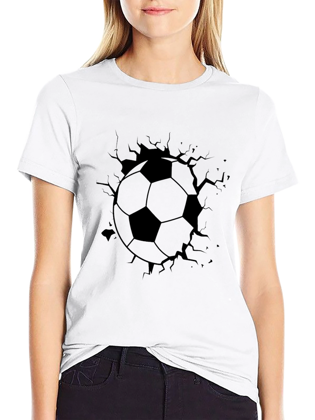 Soccer Ball Crack T-Shirt - Black Cotton Tee