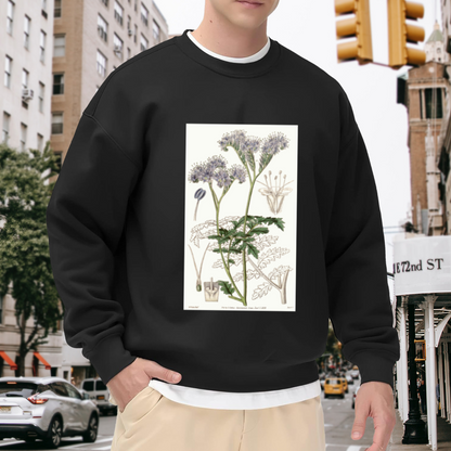 Vintage Botanical Illustration Sweatshirt | Hand-Drawn Wildflower Plant Diagram Crewneck, Retro Botanical Art Pullover Top, Plant Lover Gift
