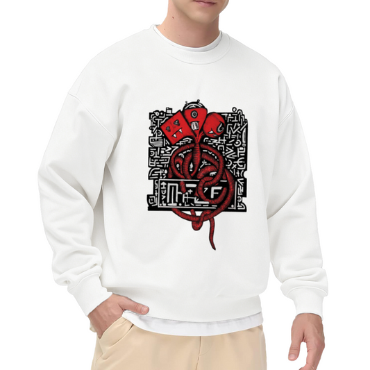 Red Tentacle Monster Graffiti Crewneck Sweatshirt | Urban Street Art Creature Graphic Pullover, Edgy Gift Top