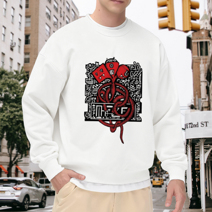 Red Tentacle Monster Graffiti Crewneck Sweatshirt | Urban Street Art Creature Graphic Pullover, Edgy Gift Top