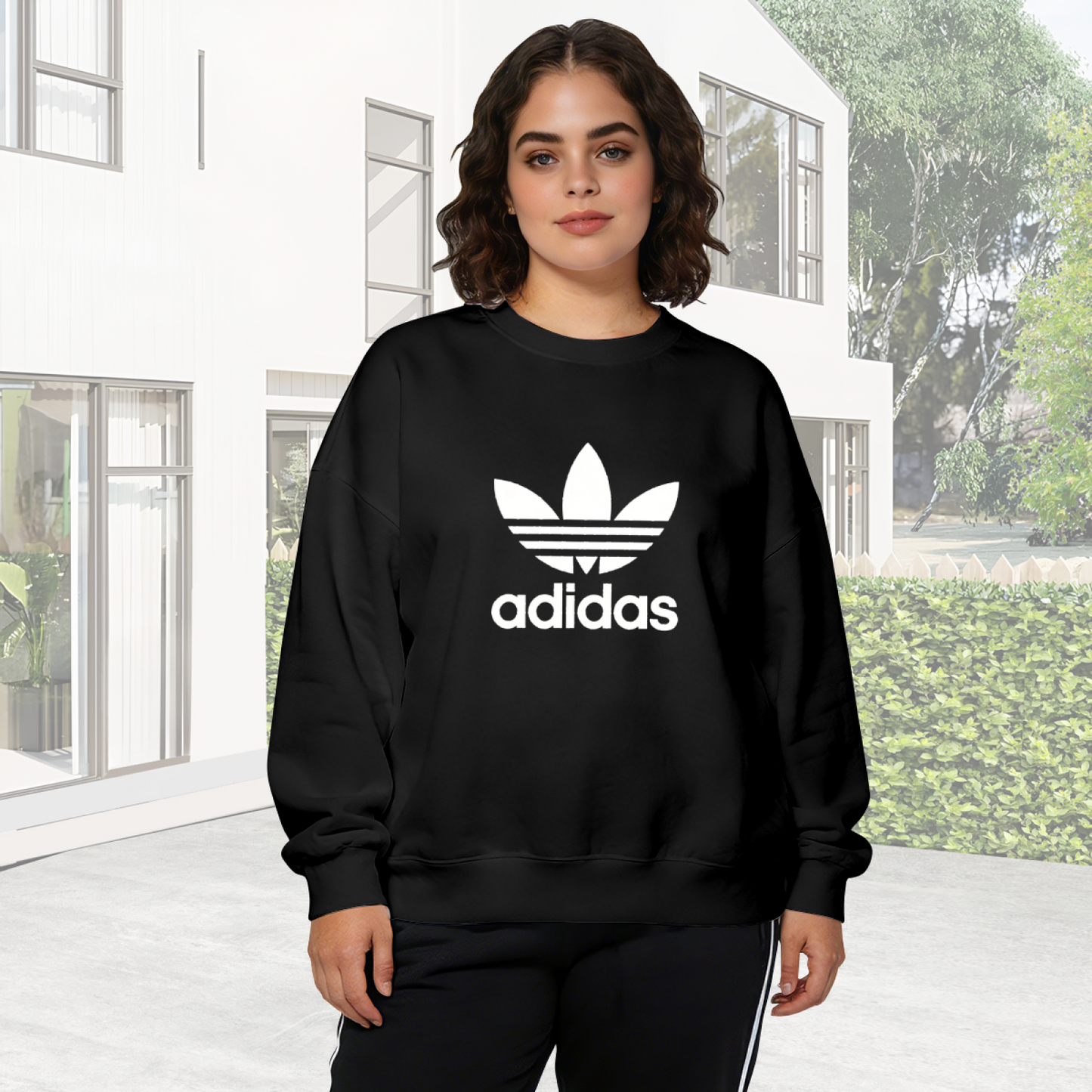 Classic Adidas Trefoil Logo Crewneck Sweatshirt
