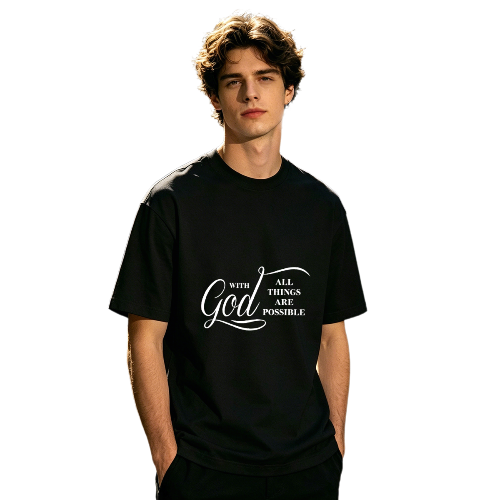 Men's With God All Things Are Possible Elegant Christian Faith T-Shirt