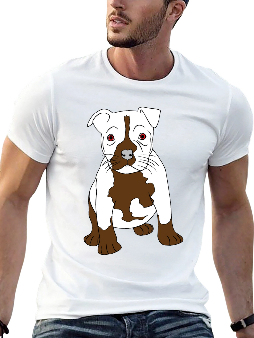 Pitbull Puppy Graphic T-Shirt - Black