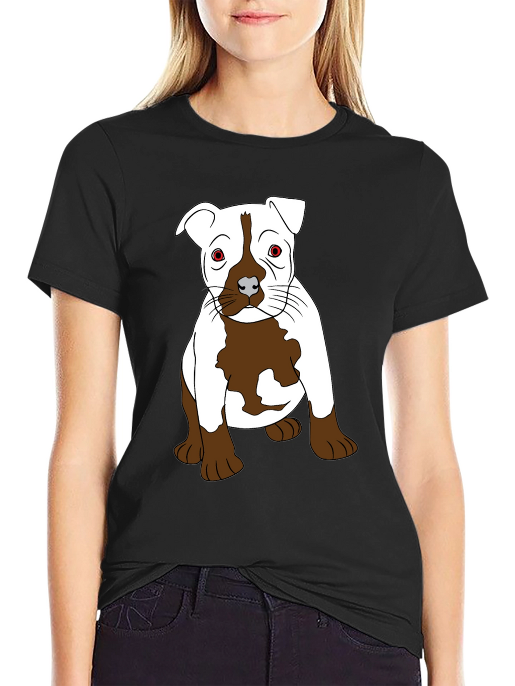 Pitbull Puppy Graphic T-Shirt - Black