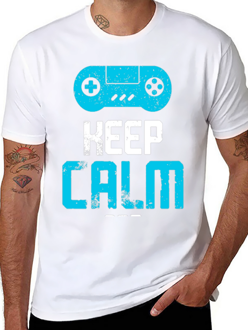 Keep Calm and Game On Black Graphic Tee