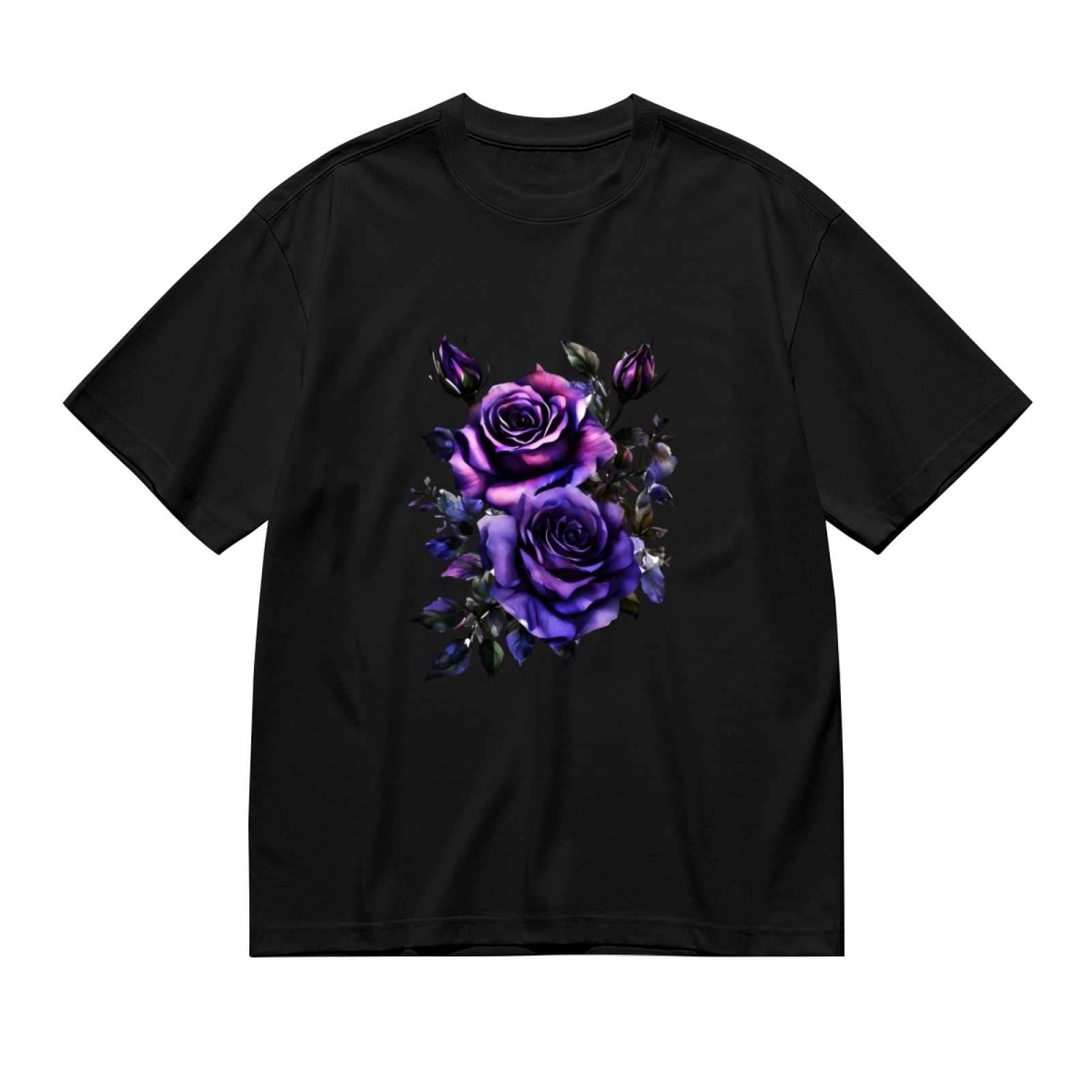 Luxe Red Rose With Golden Leaves Gothic Tee