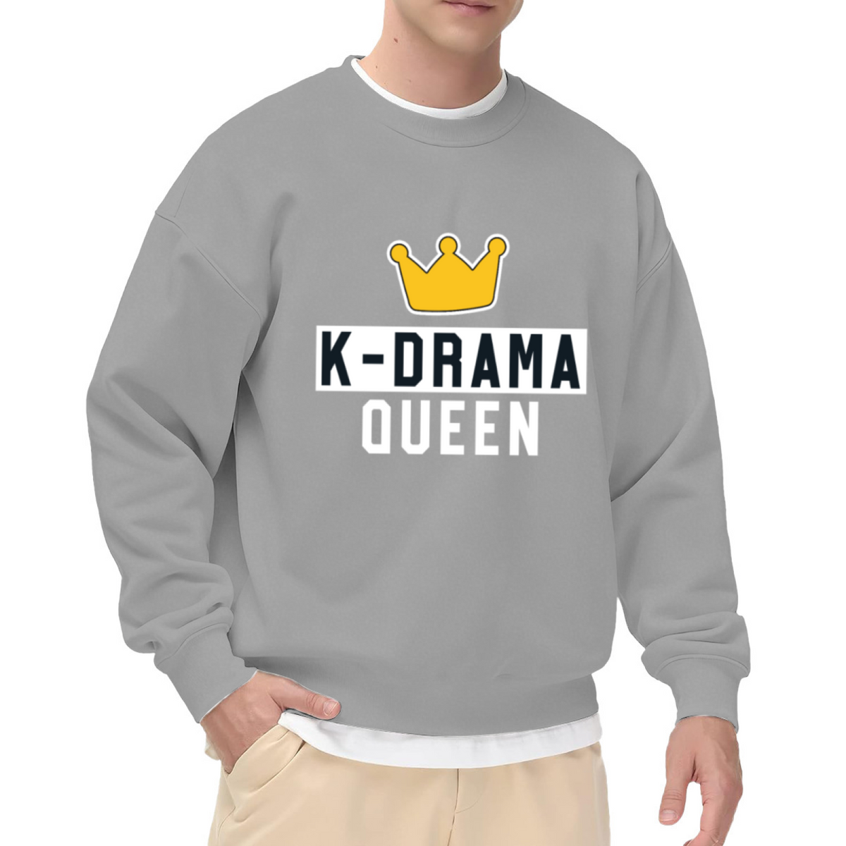 K-Drama Queen Crewneck Sweatshirt with Crown Graphic for Korean Drama Lovers