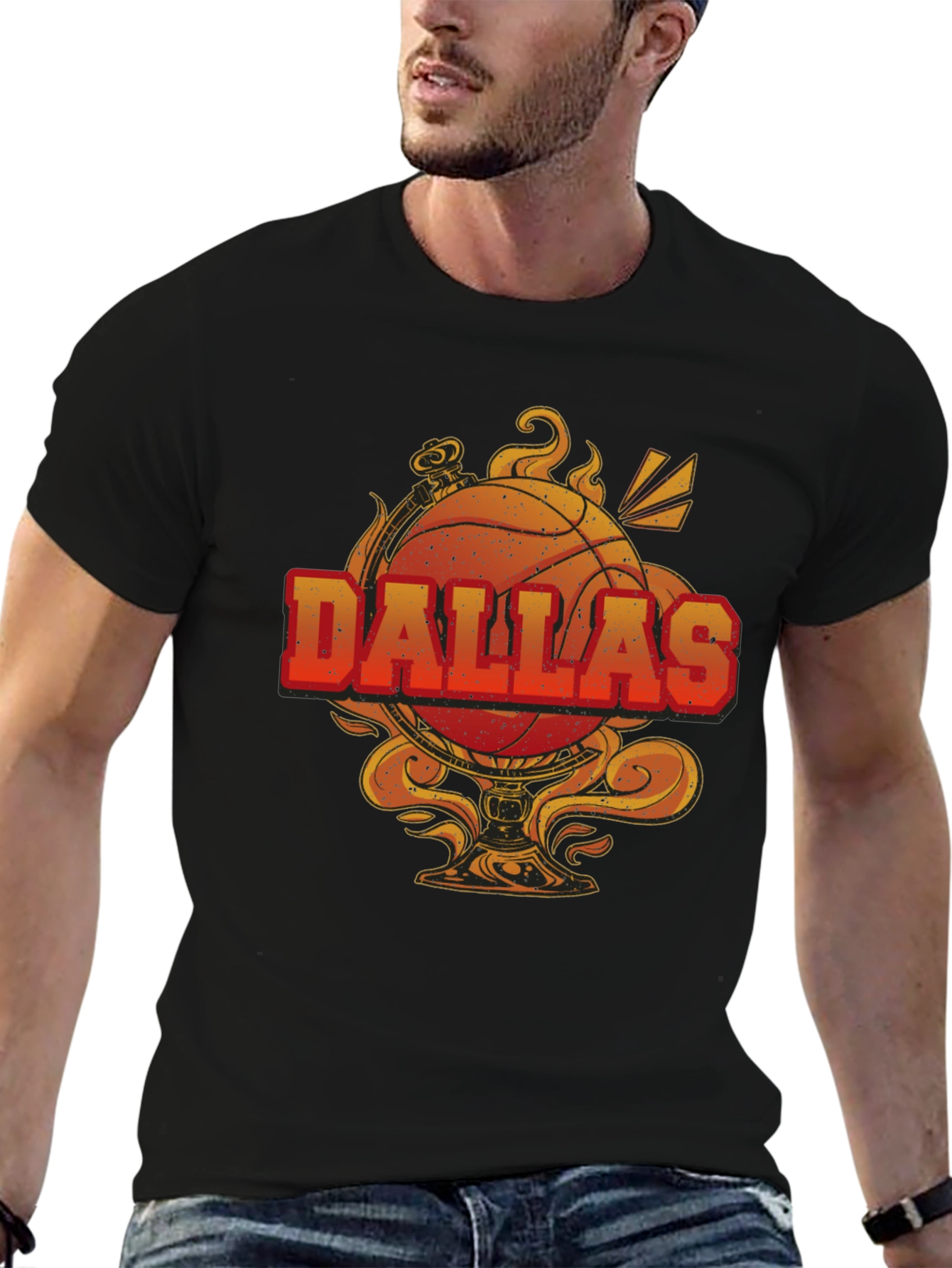 Dallas Basketball Graphic Tee - Black Cotton Blend