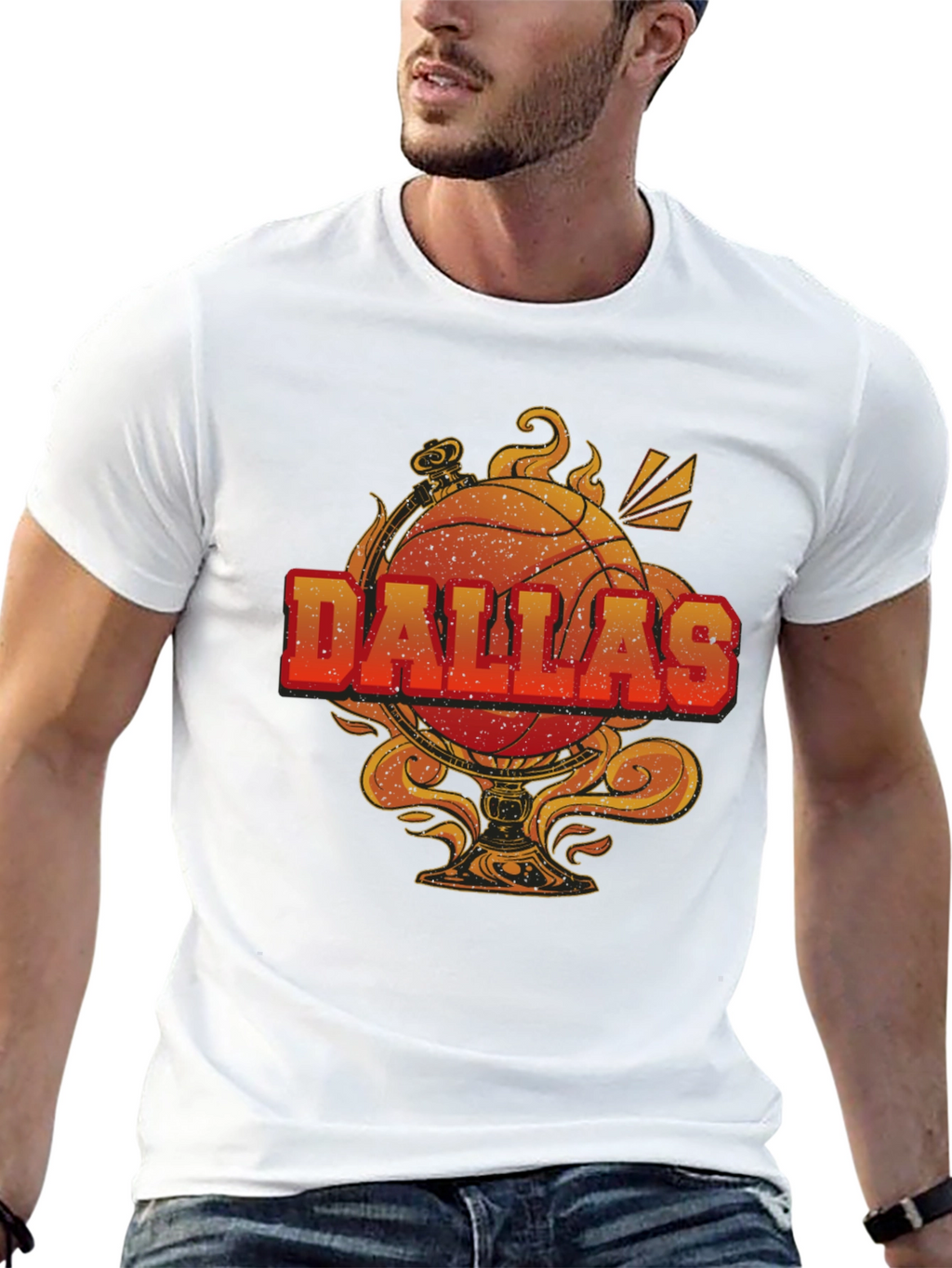 Dallas Basketball Graphic Tee - Black Cotton Blend