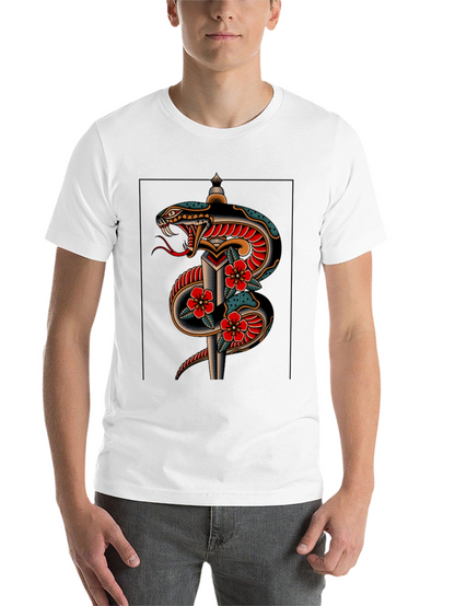 Snake & Dagger Graphic Print Black Tee