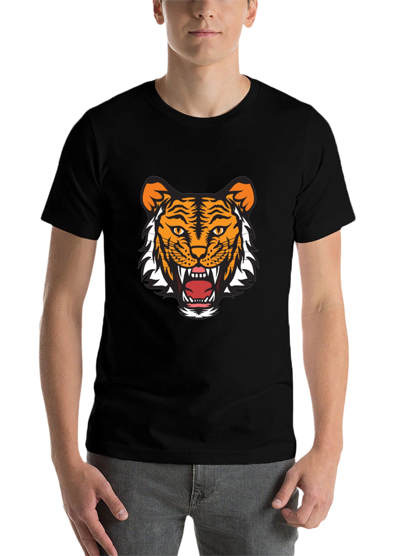 Mens Black Tiger Graphic Tee - Fierce & Stylish